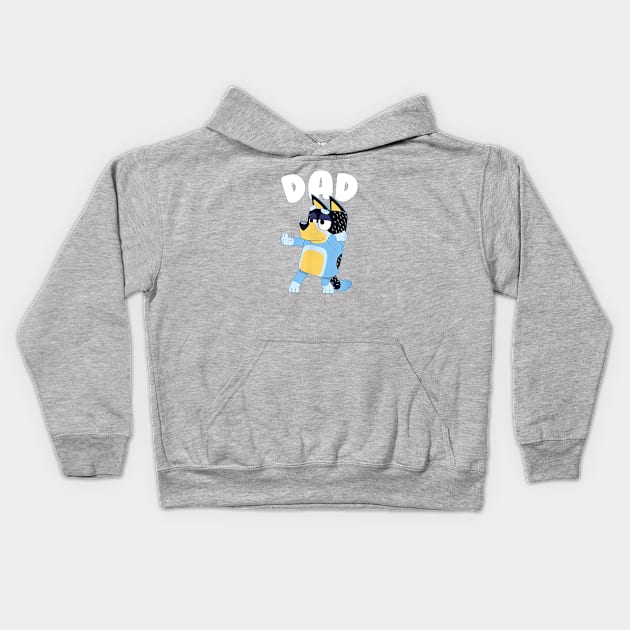 Blueys Dad, Blueys Dog Cartoon Kids Hoodie by Justine Nolanz